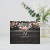 Rustiek Hout & Lichten Bloemgewei Boho RSVP Uitnodiging Briefkaart (Staand voorkant)