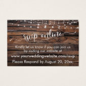 Rustiek hout & Lichten Bruiloft RSVP Online Insert Visitekaartje (Voorkant)