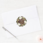 Rustiek Hout Magnolia Aangepaste Bruiloft Ronde Sticker (Envelop)