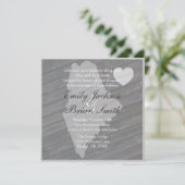 Rustiek hout Maine grijs bruiloft uitnodigingen (Staand voorkant)