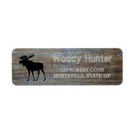 Rustiek hout | Mannelijk Wildlife Moose Silhouet Etiket