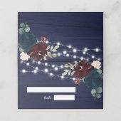 Rustiek Hout Marsala & Navy Blauwe Bloemen (Buitenkant ongevouwen)