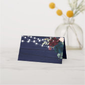 Rustiek Hout Marsala & Navy Blauwe Bloemen (Achterkant)