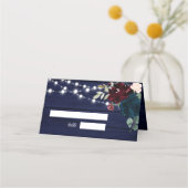 Rustiek Hout Marsala & Navy Blauwe Bloemen (Voorkant)