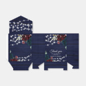 Rustiek Hout Marsala & Navy Blauwe Bloemen Bedankdoosjes (Uitgevouwen)