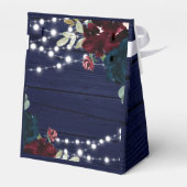 Rustiek Hout Marsala & Navy Blauwe Bloemen Bedankdoosjes (Achterkant)