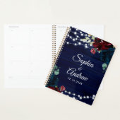 Rustiek Hout Marsala & Navy Blauwe Bloemen Planner (Display)