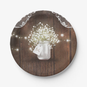 Rustiek Hout Mason Jar Baby's Breath Barn Wedding Papieren Bordje