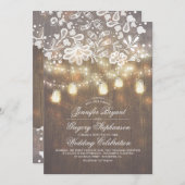 Rustiek Hout Mason Jar String Lights Fall Wedding Kaart (Voorkant / Achterkant)