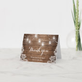 Rustiek Hout Mason Jars Lights Kant Bedankkaart (Voorkant)