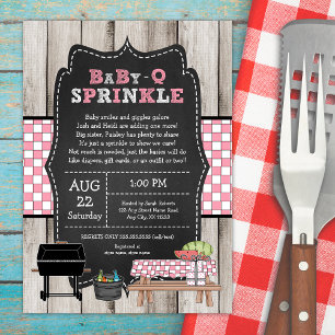 Rustiek Hout Meisje Baby Q Sprinkle, BBQ baby show Kaart