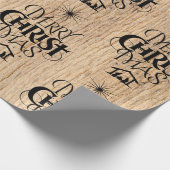 Rustiek hout Merry Christmas Woodland Christelijk Cadeaupapier (Hoek)
