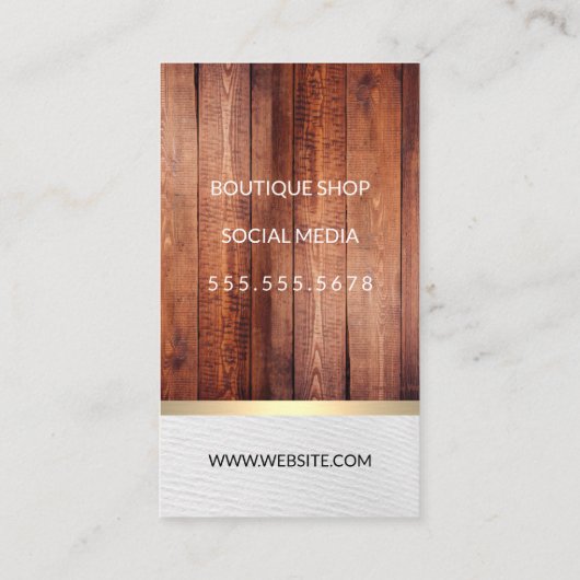 Rustiek Hout met Grens Verfraaiing / Gouden Trim Visitekaartje (Achterkant)