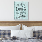 Rustiek Hout met Liefde Quote Canvas Afdruk (Insitu (Slaapkamer))