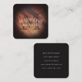 Rustiek hout met monogram vierkante visitekaartje (Voorkant / Achterkant)