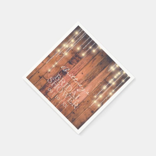 Rustiek hout met String Lights | VRIJGEZELLENFEEST Servet (Hoek)