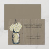 Rustiek hout  Metalen pot Hydrangea  RSVP Kaartje (Voorkant / Achterkant)