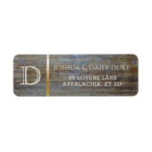 Rustiek hout monogram | Land Huwelijk Thema Etiket (Voorkant)