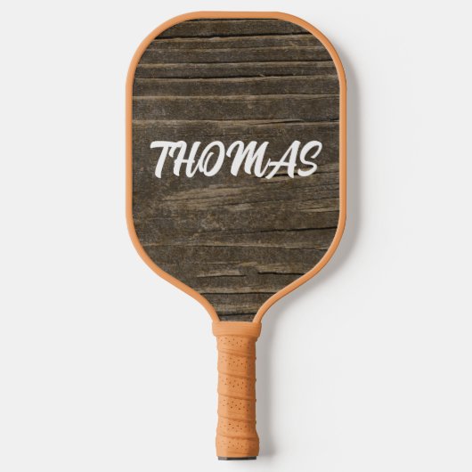 RUSTIEK HOUT MONOGRAM SCRIPT AANGEPASTE NAAM PICKLEBALL PADDLE (Voorkant)