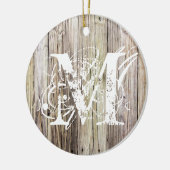 Rustiek Hout Monogrammed Kerst Ornament (Links)