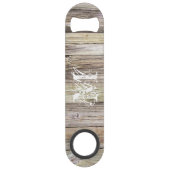 Rustiek Hout Monogrammed Speed Bottle Opener Flessenopener (Achterkant)