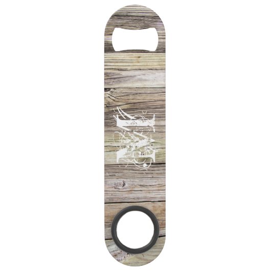 Rustiek Hout Monogrammed Speed Bottle Opener Speed Flessenopener (Voorkant)