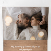 Rustiek hout multi foto Kerstmis Drieluik Wenskaart (Binnenzijde eerst)