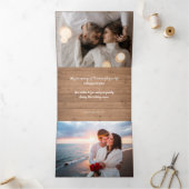 Rustiek hout multi foto Kerstmis Drieluik Wenskaart (Binnen)