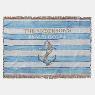 Rustiek hout nautische strepen familie strand huis deken
