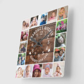 Rustiek Hout Oma's Keuken 16 Fotocollage Vierkante Klok (Hoek)