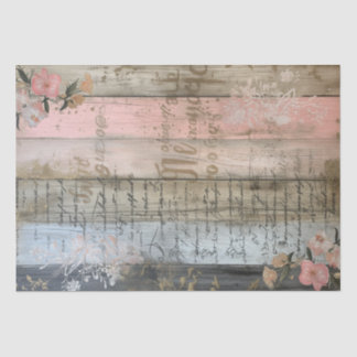 Rustiek hout, Pastel Bloemen Decoupage Tissuepapier
