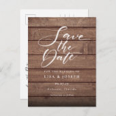 Rustiek Hout QR Code Script Save the Date Briefkaart (Voorkant / Achterkant)