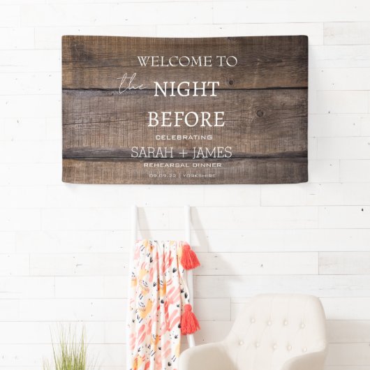 Rustiek hout repetitie diner de avond ervoor spandoek (Insitu)