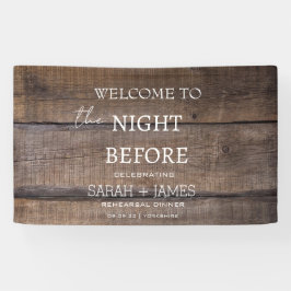 Rustiek hout repetitie diner de avond ervoor spandoek