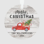 Rustiek Hout Rode Vrachtwagen Custom Christmas Ornament (achterkant)