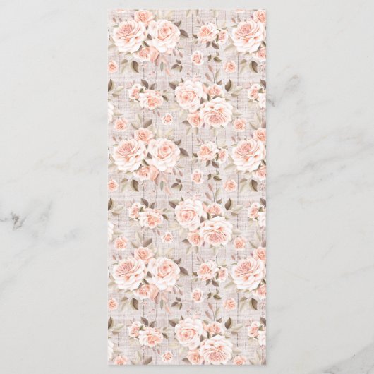 Rustiek Hout Romantisch Shabby Rozen Bruiloft Menu (Achterkant)