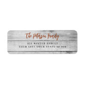 Rustiek hout rood script Kerst terug adres Etiket (Voorkant)