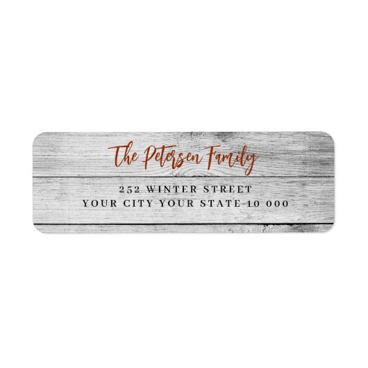 Rustiek hout rood script Kerst terug adres Etiket (Voorkant)