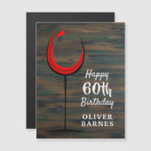 Rustiek Hout Rood Wijnglas 60e Verjaardag (Voorkant / Achterkant)