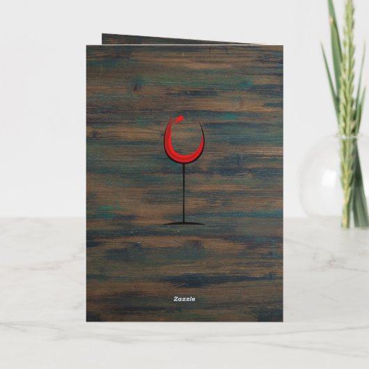 Rustiek Hout Rood Wijnglas 60e Verjaardag Kaart (Achterkant)