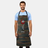 Rustiek Hout Rood Wijnglas 60e Verjaardag Naam Schort (Gedragen)