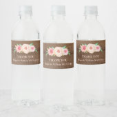 Rustiek Hout Roze Bloemen Water Fles Label Waterfles Etiket (Flessen)