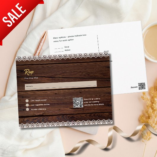 Rustiek Hout RSVP MENU QR CODE Kant Budget