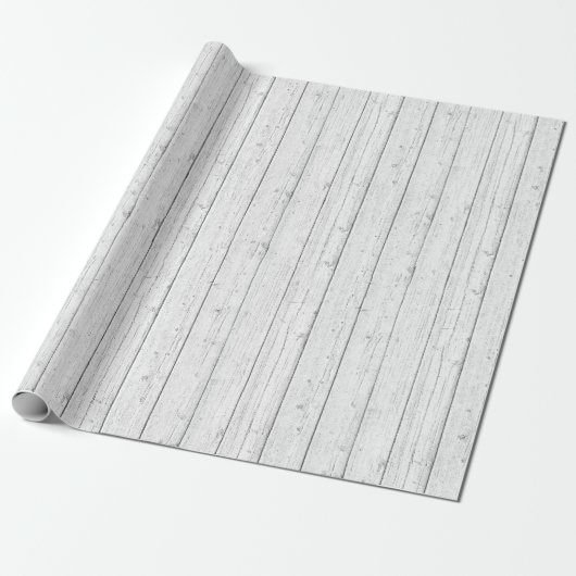 Rustiek Hout Shabby White Barn Boards Patroon Cadeaupapier (Uitgerold)
