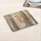 Rustiek Hout String Lights Mason Jar Elegant Favor Vierkante Kartonnen Onderzetter (Schuin)