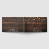 Rustiek Hout String Lights Wedding Gold Folie Gastenboek (Volledig)