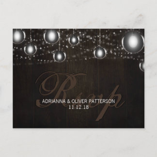 Rustiek Hout String Of Lights Wedding RSVP Uitnodiging Briefkaart