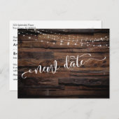 Rustiek hout & verlichting uitgesteld bruiloft nie briefkaart (Voorkant / Achterkant)