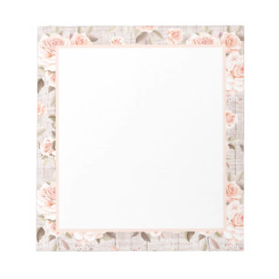 Rustiek Hout & Vintage Rozen Romantische Shabby Ch Notitieblok