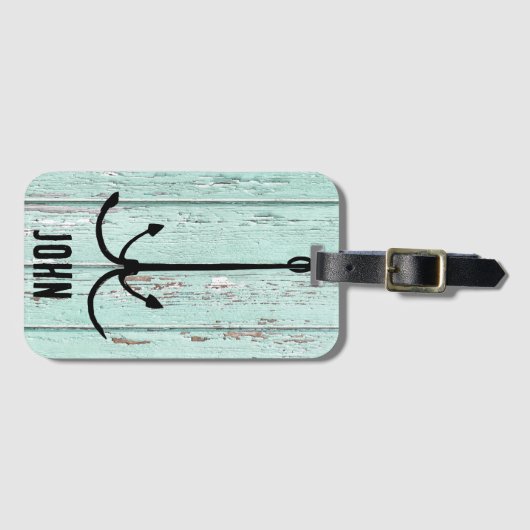 Rustiek hout & vis haak, Visser esthetiek Bagagelabel (Voorkant (horizontaal))